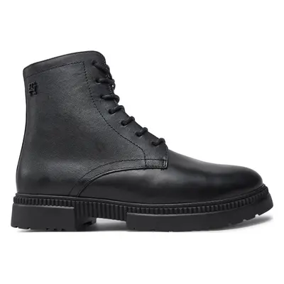 Kozačky Tommy Hilfiger Comfort Tl Texture Lth Boot FM0FM05182 Černá