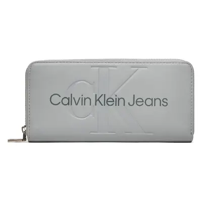 Velká dámská peněženka Calvin Klein Jeans Sculpted Zip Around Mono K60K607634 Šedá