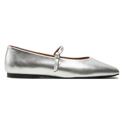 Baleríny Calvin Klein Mary Jane Ballerina - Met HW0HW02269 Stříbrná