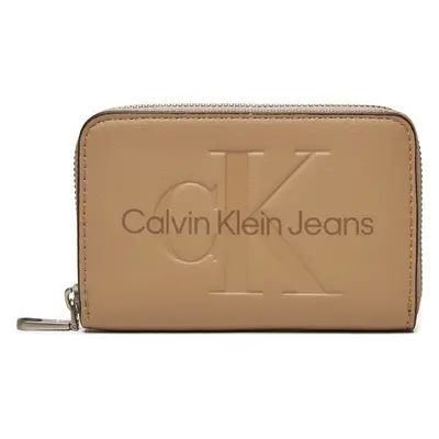 Malá dámská peněženka Calvin Klein Jeans Zip Around Mono K60K612255 Béžová