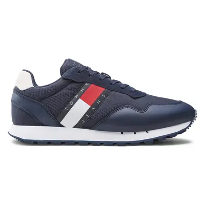 Sneakersy Tommy Jeans Retro Leather Runner EM0EM01081 Tmavomodrá