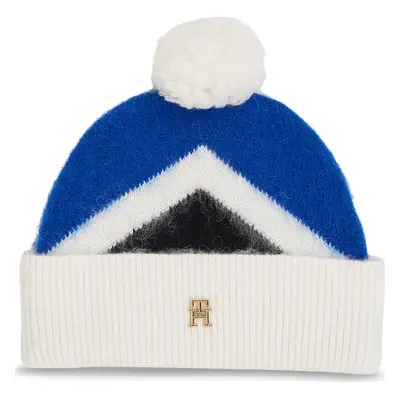 Čepice Tommy Hilfiger Th Evening Pompom Beanie Argyle AW0AW15305 Modrá