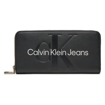 Velká dámská peněženka Calvin Klein Jeans Sculpted Mono Zip Around Mono K60K607634 Černá