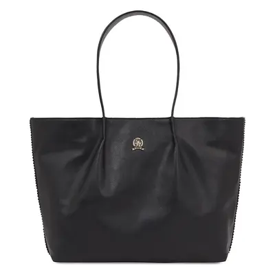 Kabelka Tommy Hilfiger Crest Leather Tote AW0AW15230 Černá