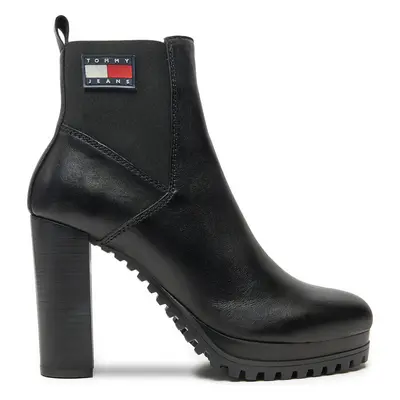 Polokozačky Tommy Jeans Tjw New Ess High Heel Boot EN0EN02439 Černá