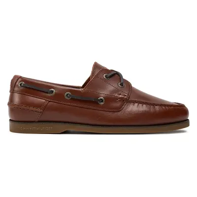 Polobotky Tommy Hilfiger Th Boat Shoe Core Leather FM0FM04506 Hnědá