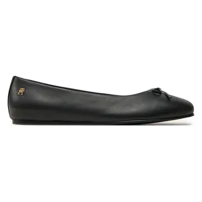 Baleríny Tommy Hilfiger Ballerina Leather Flat Bow FW0FW08359 Černá