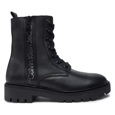 Polokozačky Calvin Klein Jeans Combat Mid Laceup Zip Wn YW0YW01035 Černá