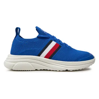 Sneakersy Tommy Hilfiger Modern Runner Knit Stripes Ess FM0FM04798 Modrá