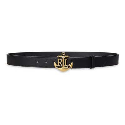 Dámský pásek LAUREN RALPH LAUREN Anchor-Logo Skinny Leather Belt 412957004001 Černá