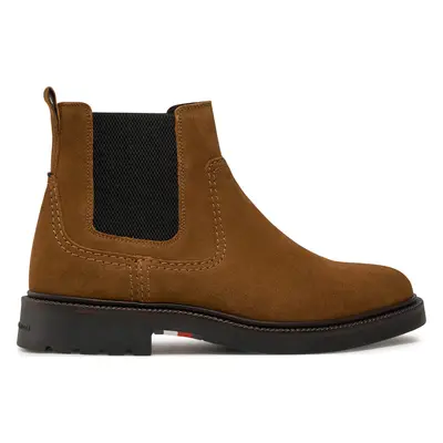 Kotníková obuv s elastickým prvkem Tommy Hilfiger Light Hilfiger Suede Chelsea FM0FM05104 Hnědá