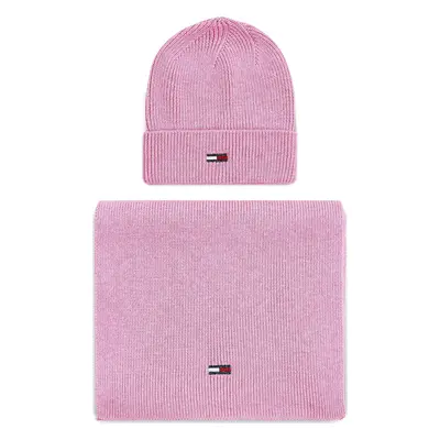 Sada čepice a šál Tommy Hilfiger Tjw Flag Beanie And Scarf AW0AW15482 Růžová