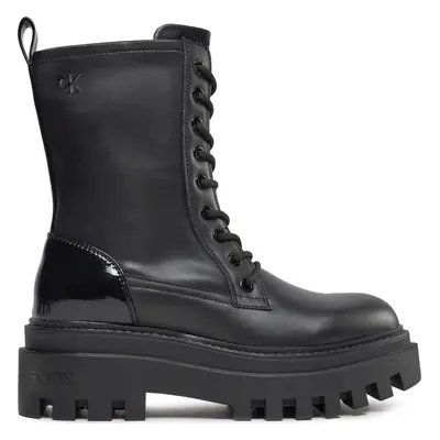 Turistická obuv Calvin Klein Jeans Chunky Boot Laceup Lth Mg Sat YW0YW01285 Černá