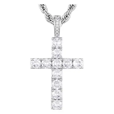 Přívěšek ICED STUFF Diamond Cross Bílé zlato