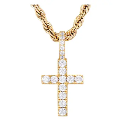 Přívěšek ICED STUFF Micro Diamond Cross Zlatá