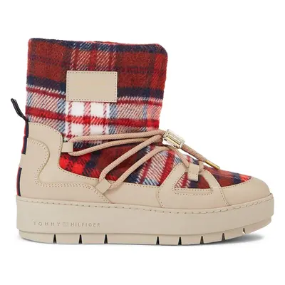 Sněhule Tommy Hilfiger Tartan Snowboot FW0FW07612 Béžová