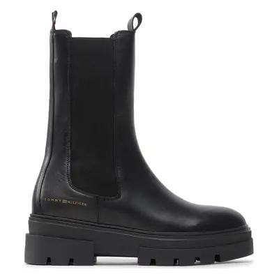 Kotníková obuv s elastickým prvkem Tommy Hilfiger Monochromatic Chelsea Boot FW0FW06730 Černá