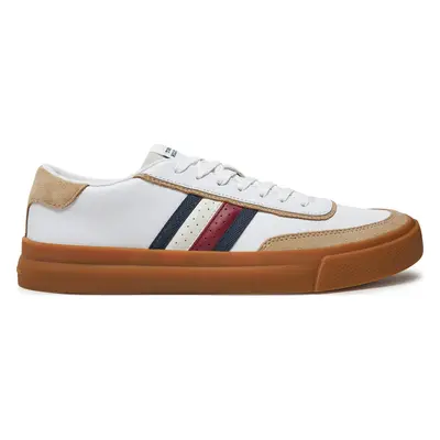 Sneakersy Tommy Hilfiger Th Cupset 1A2 Lth Mix FM0FM05118 Bílá