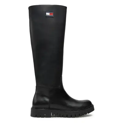 Kozačky Tommy Jeans Tjw Long Shaft Boot EN0EN02627 Černá