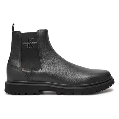 Kotníková obuv s elastickým prvkem Calvin Klein Jeans Eva Mid Chelsea Boot Lth YM0YM00750 Černá