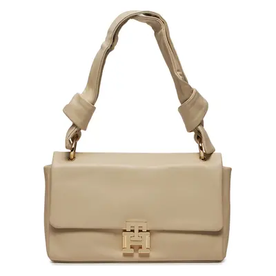 Kabelka Tommy Hilfiger Pushlock Leather Shoulder Bag AW0AW15685 Béžová