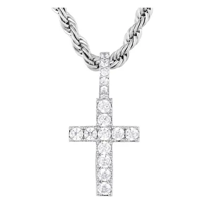 Přívěšek ICED STUFF Micro Diamond Cross Bílé zlato