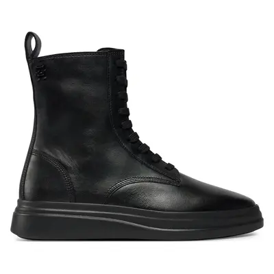 Polokozačky Tommy Hilfiger Sporty Leather Flat Boot FW0FW07799 Černá