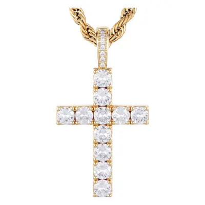 Přívěšek ICED STUFF Diamond Cross Zlatá