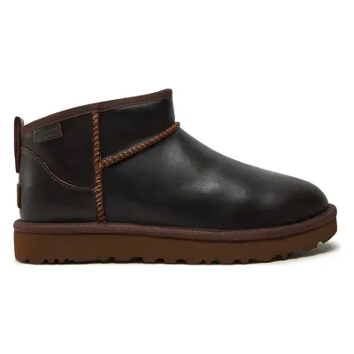 Sněhule Ugg W Classic Ultra Mini Lthr Regen 1163490 Hnědá