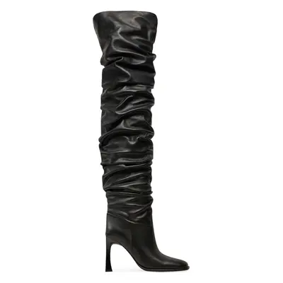 Mušketýrky MICHAEL Michael Kors Kelsea Leather Slouchy Boot 40F4KLHB5L Černá