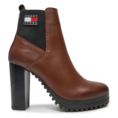 Polokozačky Tommy Jeans Tjw New Ess High Heel Boot EN0EN02439 Hnědá