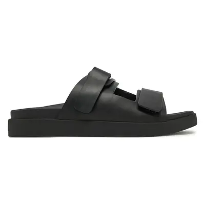 Sandály Calvin Klein Flat Adj Slide Eyelet HW0HW02489 Černá