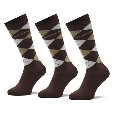 Sada 3 párů vysokých ponožek unisex Horka Riding Socks 145450 Hnědá