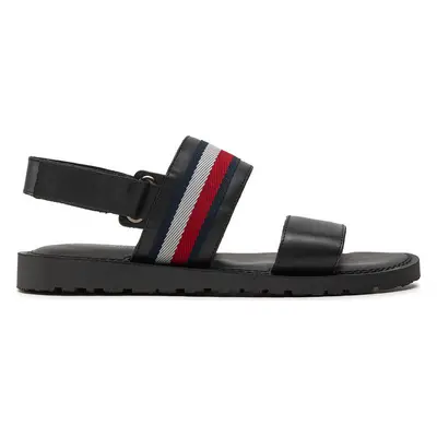 Sandály Tommy Hilfiger Core Hilfiger Lth Strappy Sandal FM0FM05009 Černá