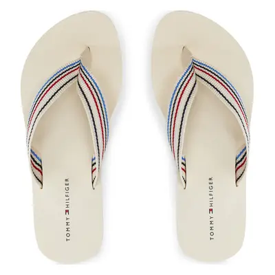 Žabky Tommy Hilfiger Wedge Stripes Beach Sandal FW0FW07858 Béžová