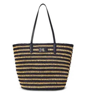 Kabelka LAUREN RALPH LAUREN Brie Striped Straw Large Tote Bag 431959019002 Tmavomodrá