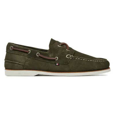 Polobotky Tommy Hilfiger Th Boat Shoe Core Suede FM0FM05387 Zelená