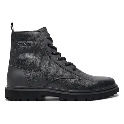 Kozačky Calvin Klein Eva Mid Laceup Boot Lth YM0YM00751 Černá