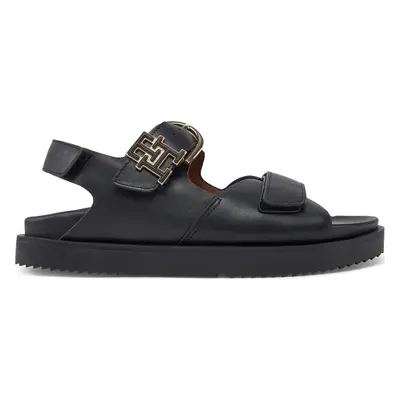 Sandály Tommy Hilfiger Leather Sporty Sandal FW0FW08799 Černá