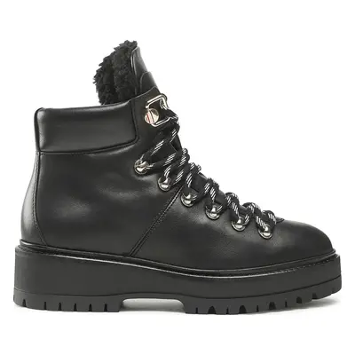 Polokozačky Tommy Hilfiger Leather Outdoor Flat Boot FW0FW06725 Černá