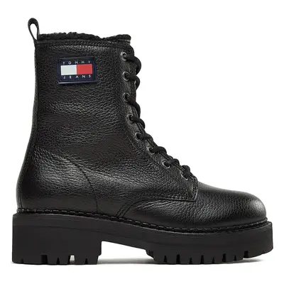 Polokozačky Tommy Jeans Tjw Urban Boot Tumbled Ltr Wl EN0EN02317 Černá