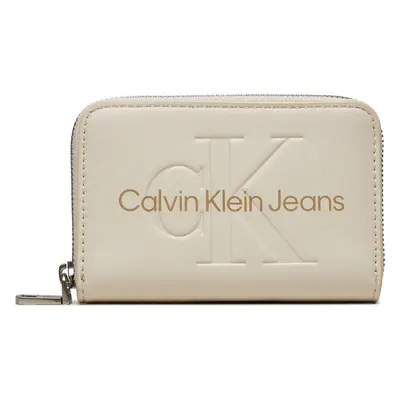 Malá dámská peněženka Calvin Klein Jeans Zip Around Mono K60K612255 Écru