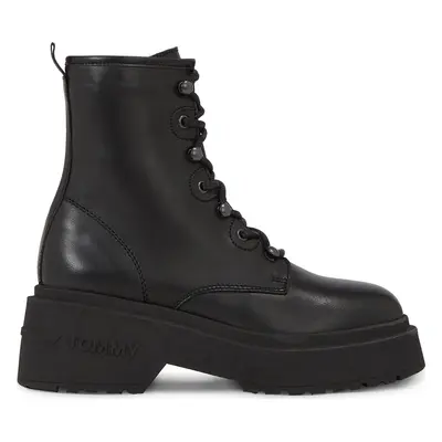 Polokozačky Tommy Jeans Tjw Lace Up Boot Chunky EN0EN02404 Černá