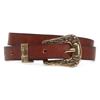 Dámský pásek ONLY Onlty Slim Leather Wester Jeans Belt Acc 15338269 Hnědá