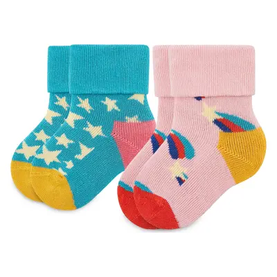 Sada 2 párů dětských vysokých ponožek Happy Socks KSST45-6300 Barevná