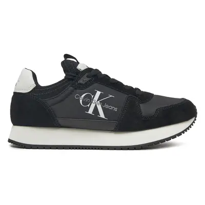 Sneakersy Calvin Klein Jeans Runner Sock Laceup Ny-Lth W YW0YW00840 Černá