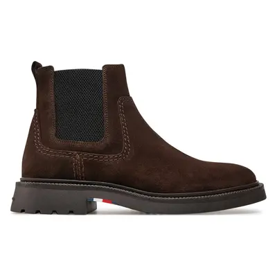 Kotníková obuv s elastickým prvkem Tommy Hilfiger Light Hilfiger Suede Chelsea FM0FM05104 Hnědá