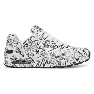 Sneakersy Skechers UNO Printed Lace-Up 183501/WBK Bílá