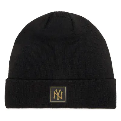 Čepice New Era New York Yankees Metallic Badge Black Cuff Knit Beanie 60424815 Černá