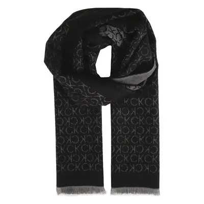 Šál Calvin Klein Monogram Woven Scarf 35x180 Černá